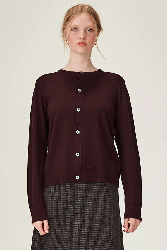 SILLS FELICITY MERINO CARDIGAN - PLUM - THE VOGUE STORE