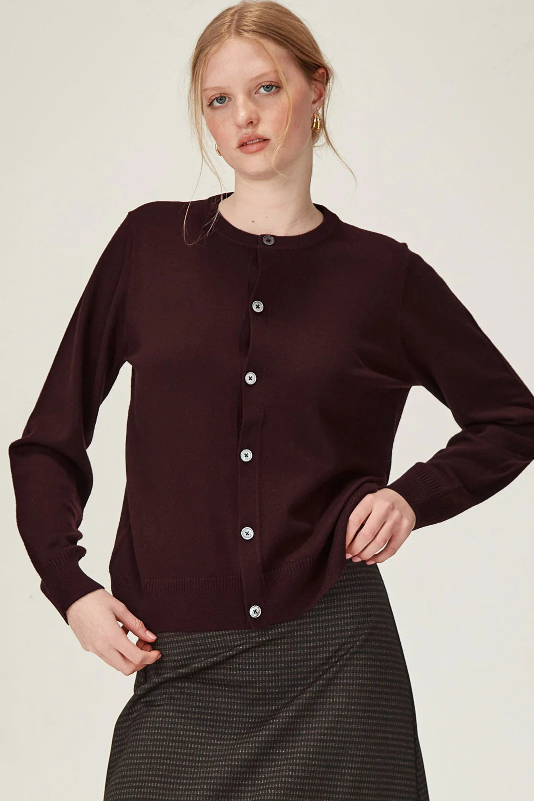 SILLS FELICITY MERINO CARDIGAN - PLUM - THE VOGUE STORE
