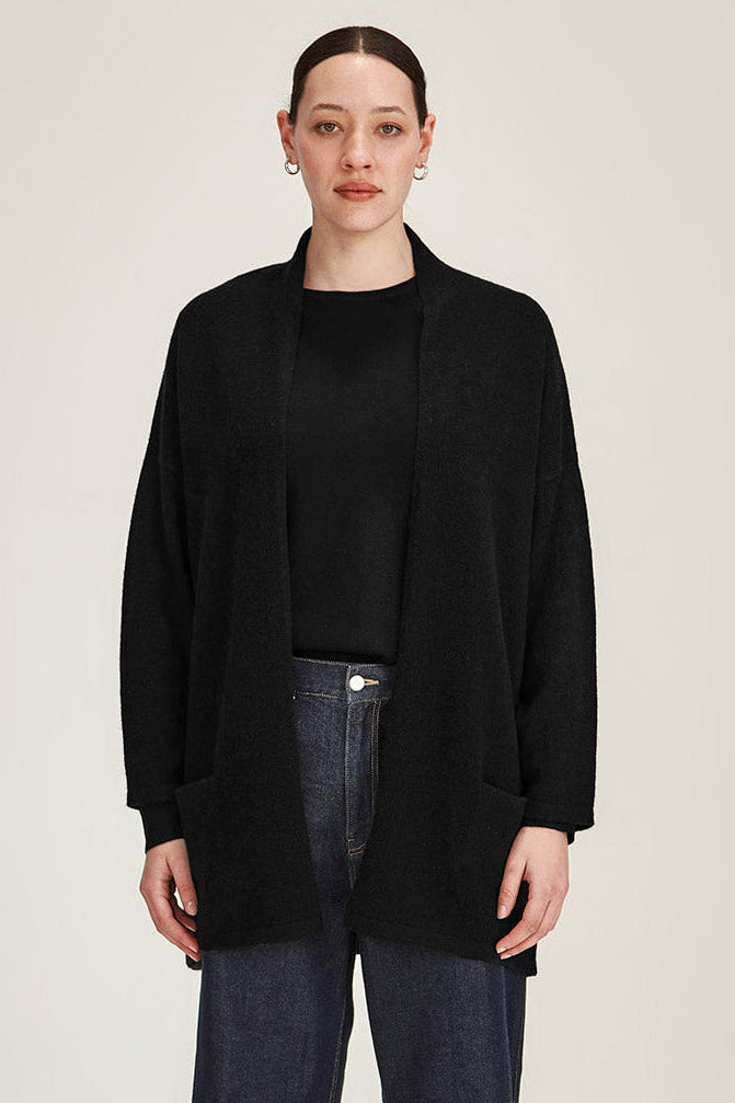 SILLS MORRISSEY DRAPE CARDIGAN - BLACK - THE VOGUE STORE