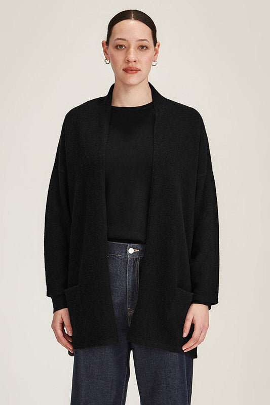 SILLS MORRISSEY DRAPE CARDIGAN - BLACK - THE VOGUE STORE