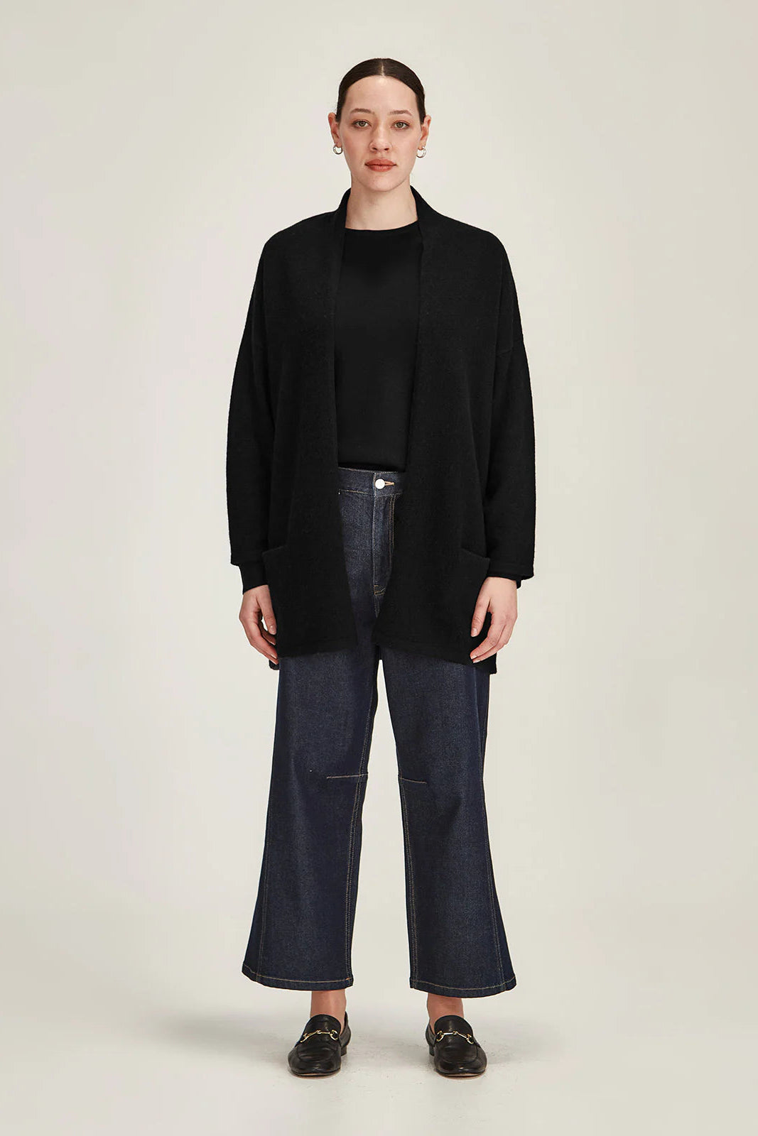 SILLS MORRISSEY DRAPE CARDIGAN - BLACK - THE VOGUE STORE