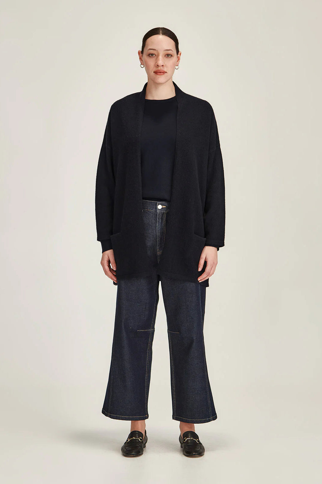 SILLS MORRISSEY DRAPE CARDIGAN - NAVY - THE VOGUE STORE