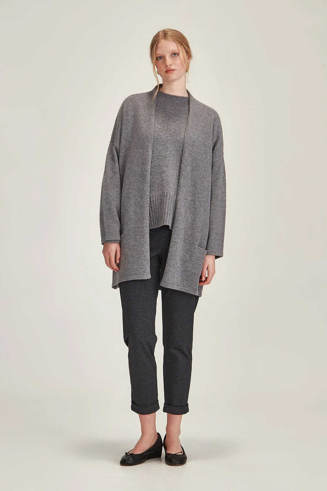SILLS MORRISSEY DRAPE CARDIGAN - GREY MARLE - THE VOGUE STORE