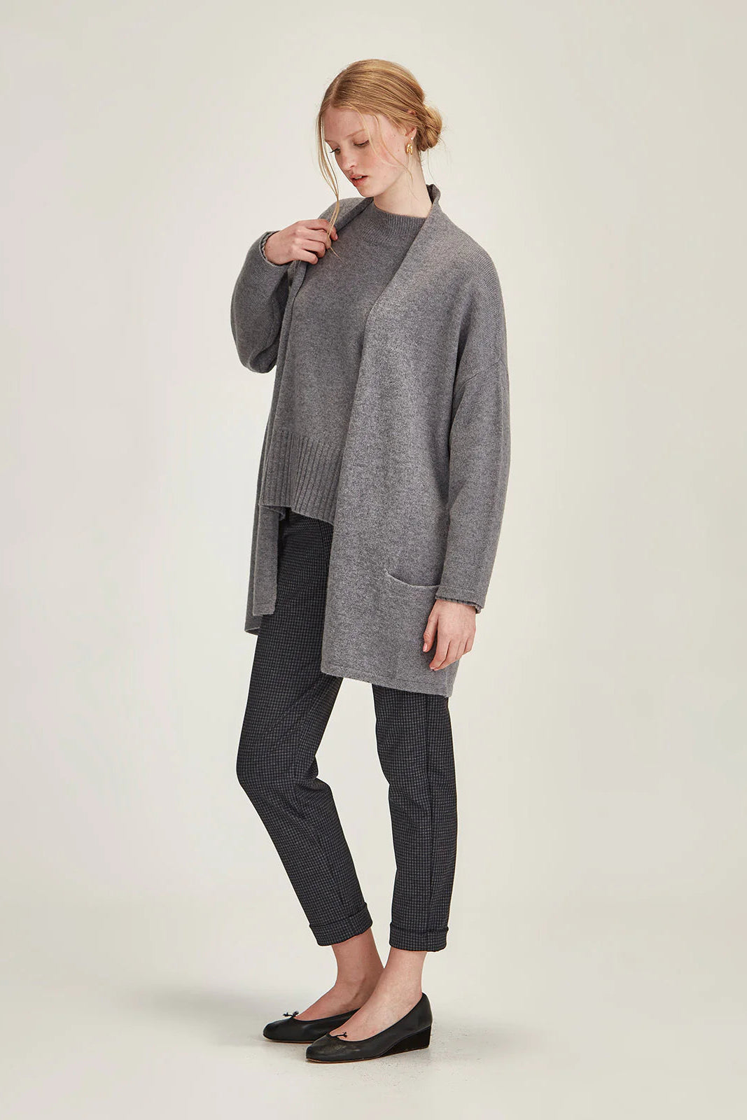 SILLS MORRISSEY DRAPE CARDIGAN - GREY MARLE - THE VOGUE STORE