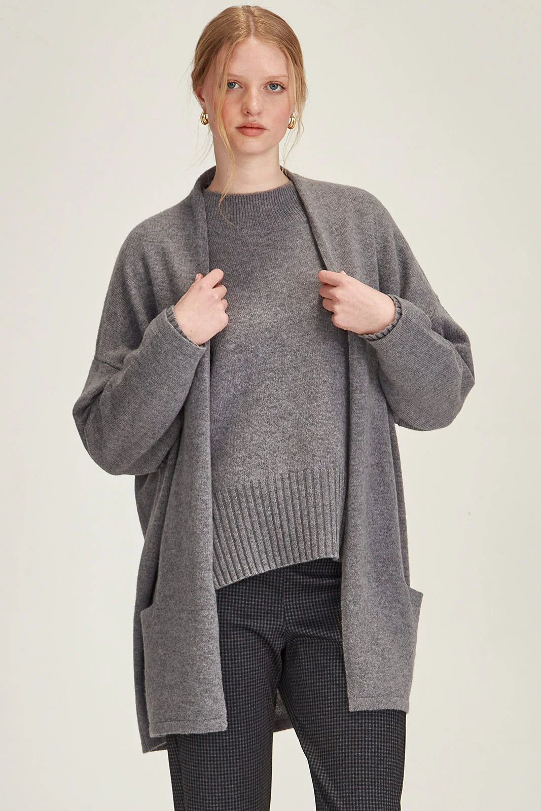 SILLS MORRISSEY DRAPE CARDIGAN - GREY MARLE - THE VOGUE STORE