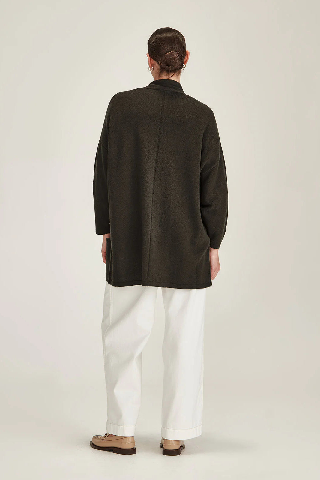 SILLS MORRISSEY DRAPE CARDIGAN - KHAKI - THE VOGUE STORE