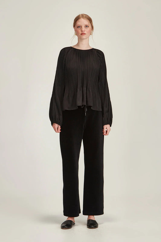 SILLS SUMI PLEAT TOP - BLACK - THE VOGUE STORE