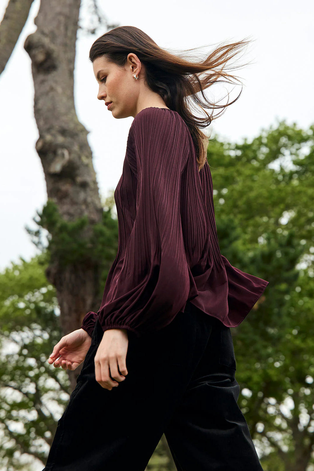 SILLS SUMI PLEAT TOP - PLUM - THE VOGUE STORE
