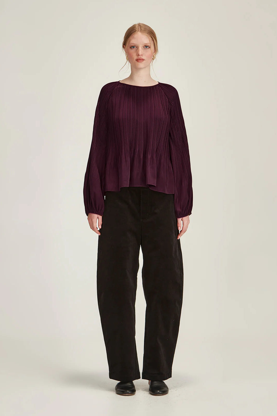 SILLS SUMI PLEAT TOP - PLUM - THE VOGUE STORE