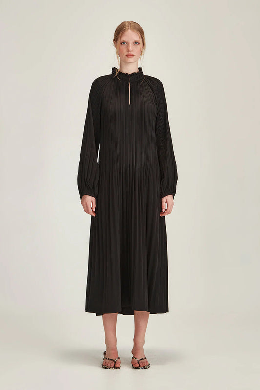 SILLS JOJO PLEAT DRESS - BLACK - THE VOGUE STORE