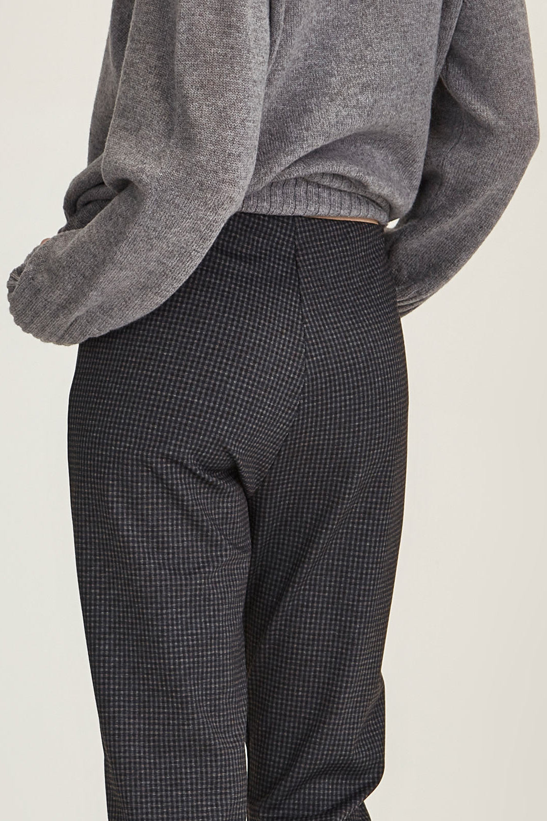 SILLS HEPBURN PANT - BLUE CHECK PONTI - THE VOGUE STORE