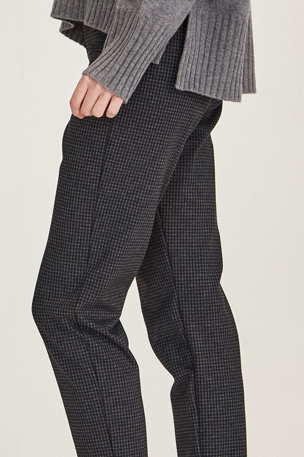 SILLS HEPBURN PANT - BLUE CHECK PONTI - THE VOGUE STORE