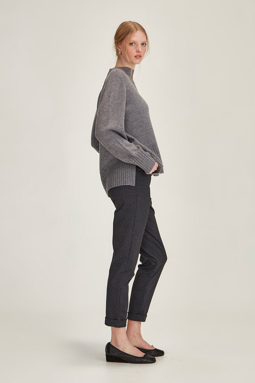 SILLS HEPBURN PANT - BLUE CHECK PONTI - THE VOGUE STORE
