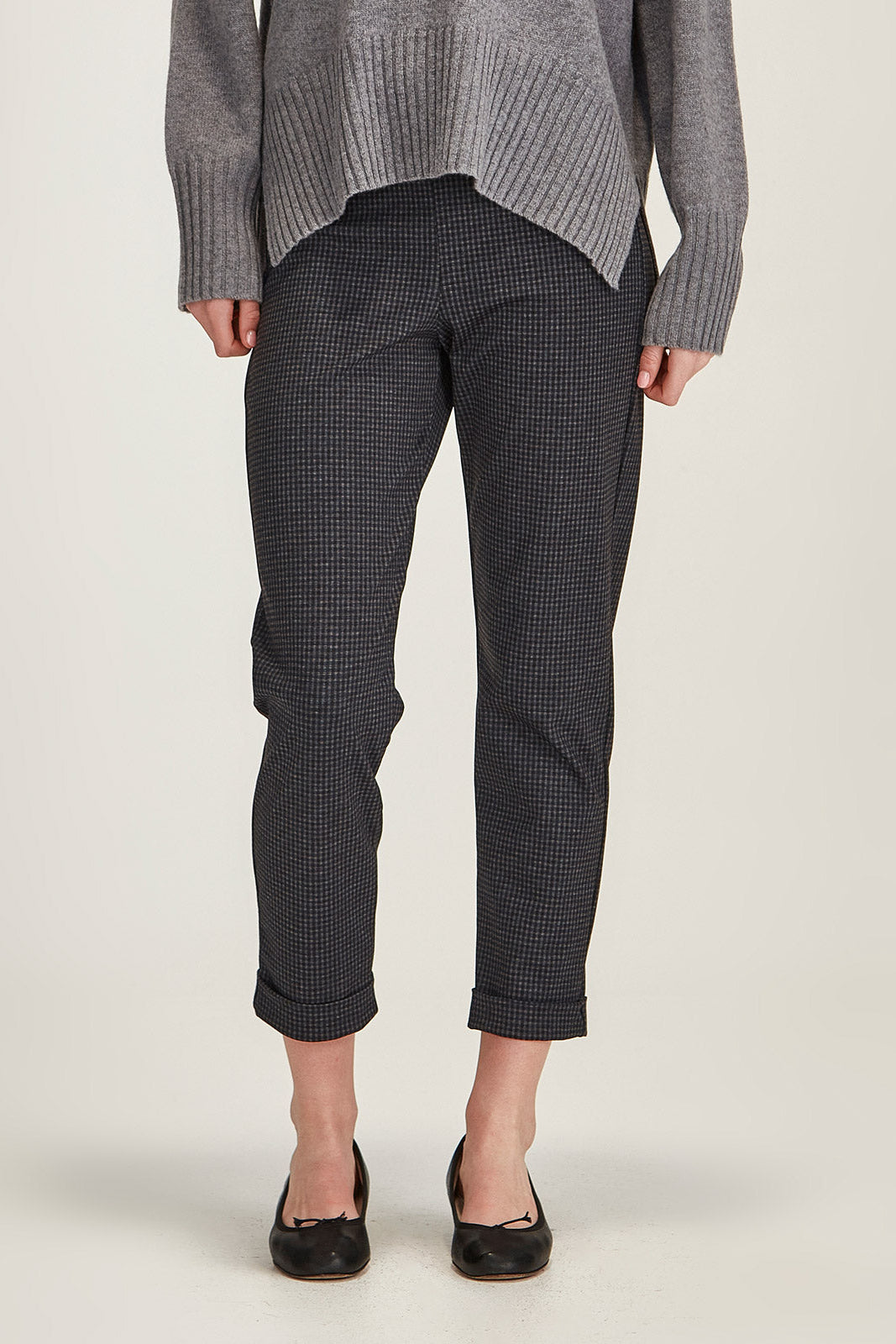 SILLS HEPBURN PANT - BLUE CHECK PONTI - THE VOGUE STORE
