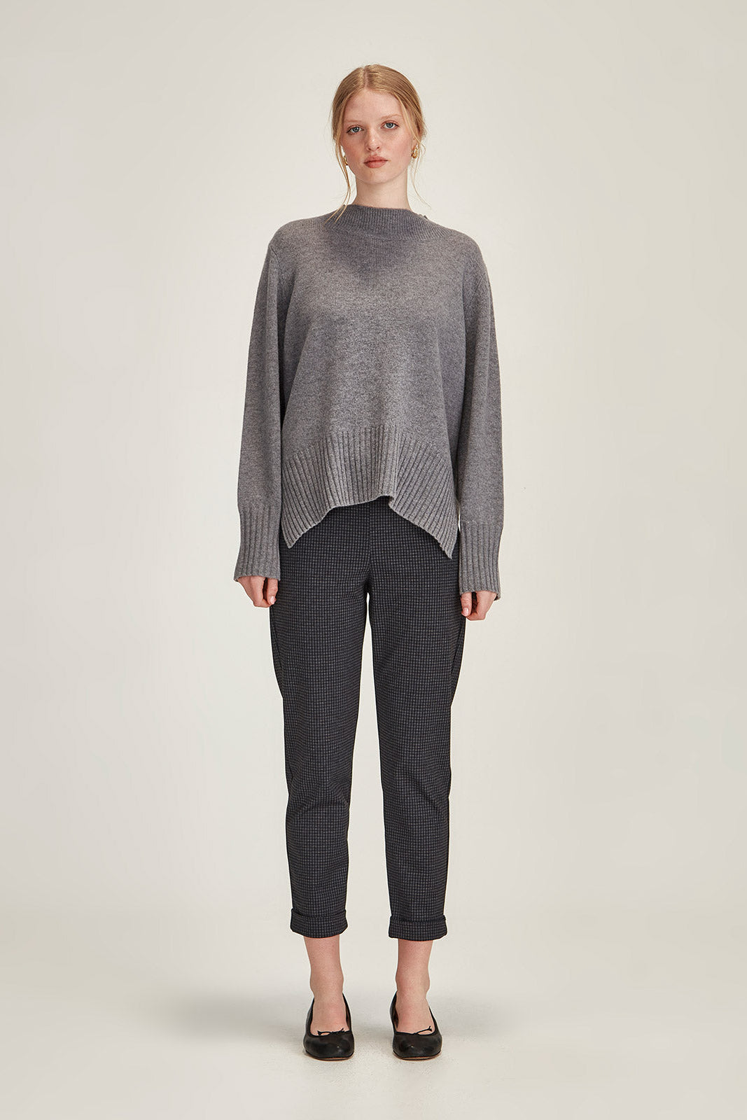 SILLS HEPBURN PANT - BLUE CHECK PONTI - THE VOGUE STORE