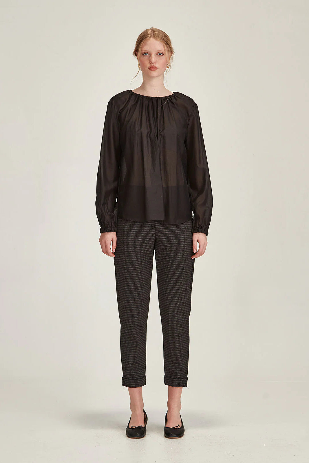 SILLS HEPBURN PANT - CHARCOAL CHECK - THE VOGUE STORE