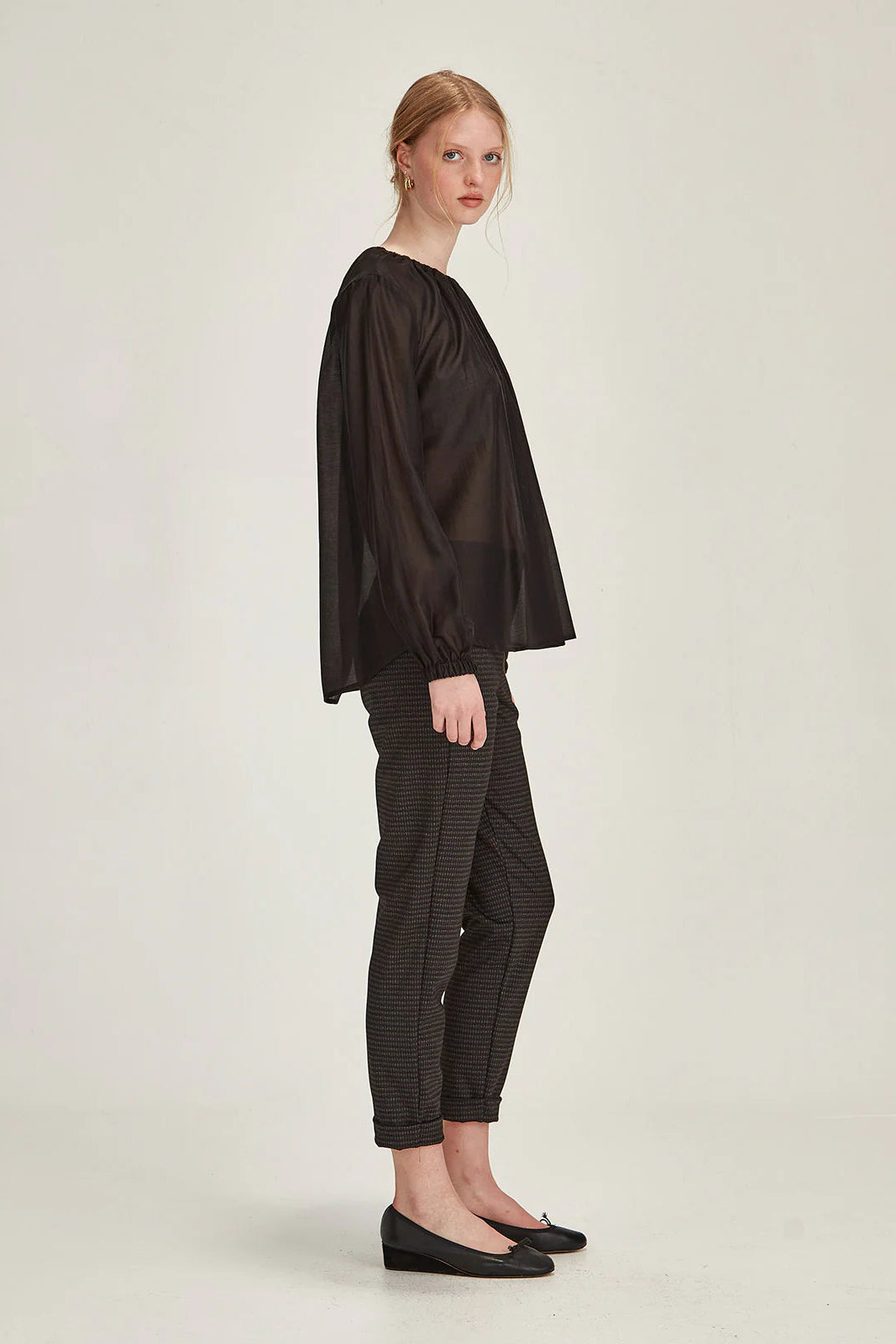 SILLS HEPBURN PANT - CHARCOAL CHECK - THE VOGUE STORE