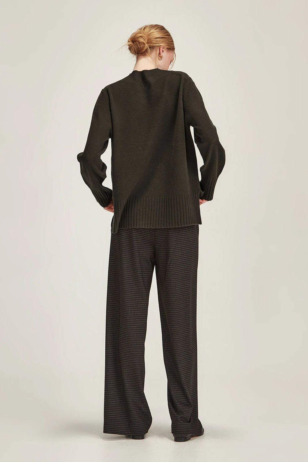 SILLS KELSEY CHECK WIDE LEG PANT - CHARCOAL CHECK - THE VOGUE STORE