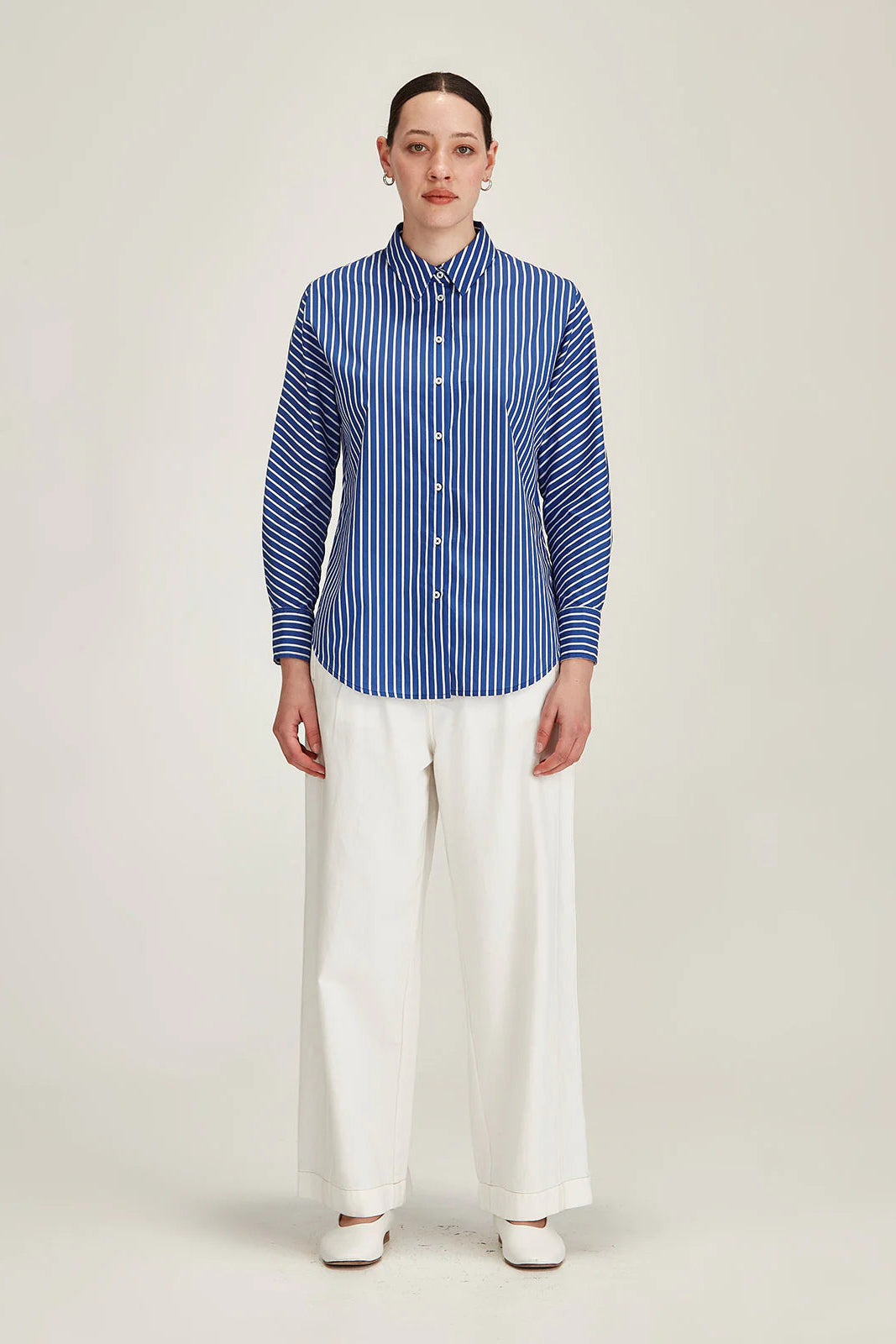 SILLS CARERRA STRIPE SHIRT - COBALT STRIPE - THE VOGUE STORE