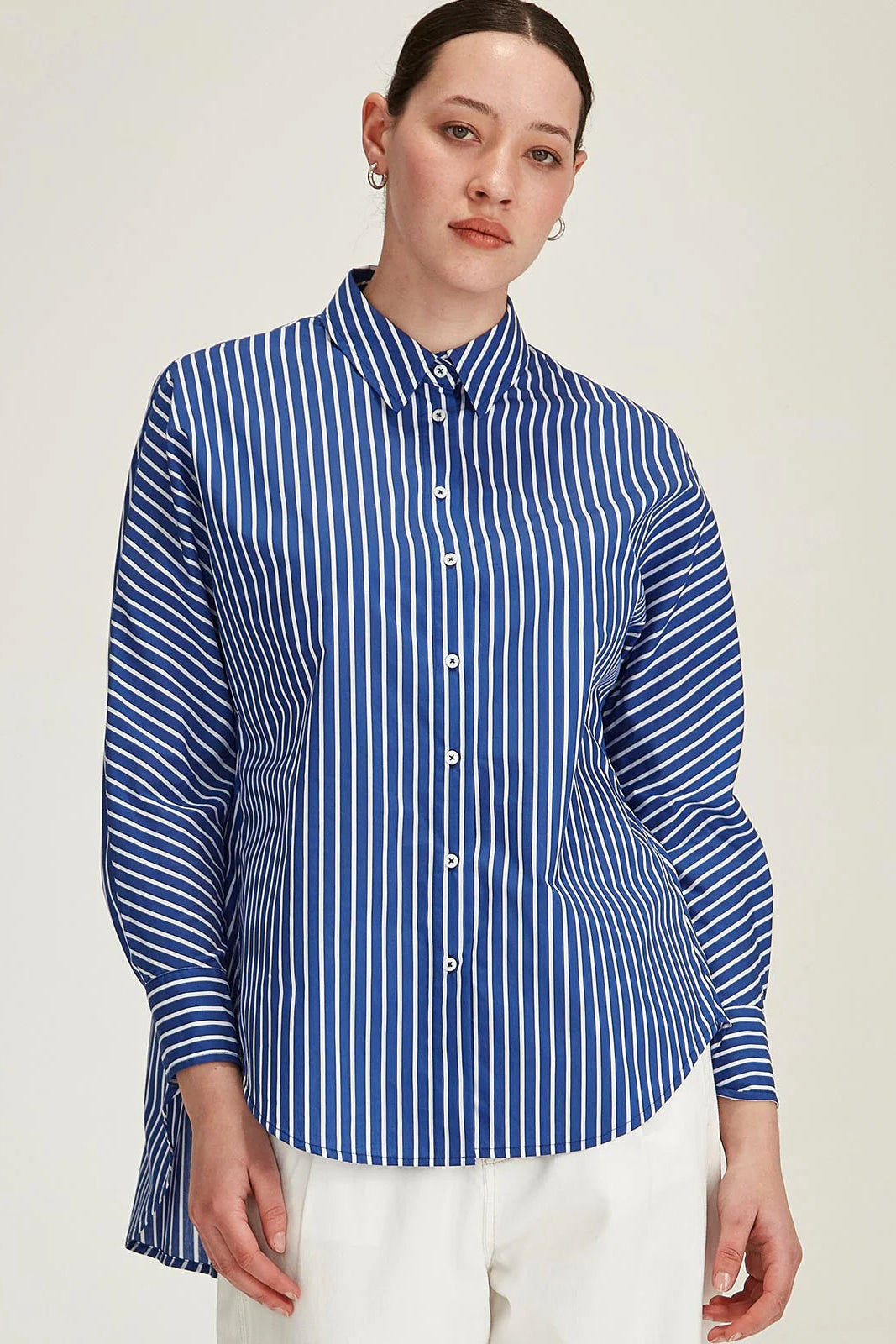 SILLS CARERRA STRIPE SHIRT - COBALT STRIPE - THE VOGUE STORE