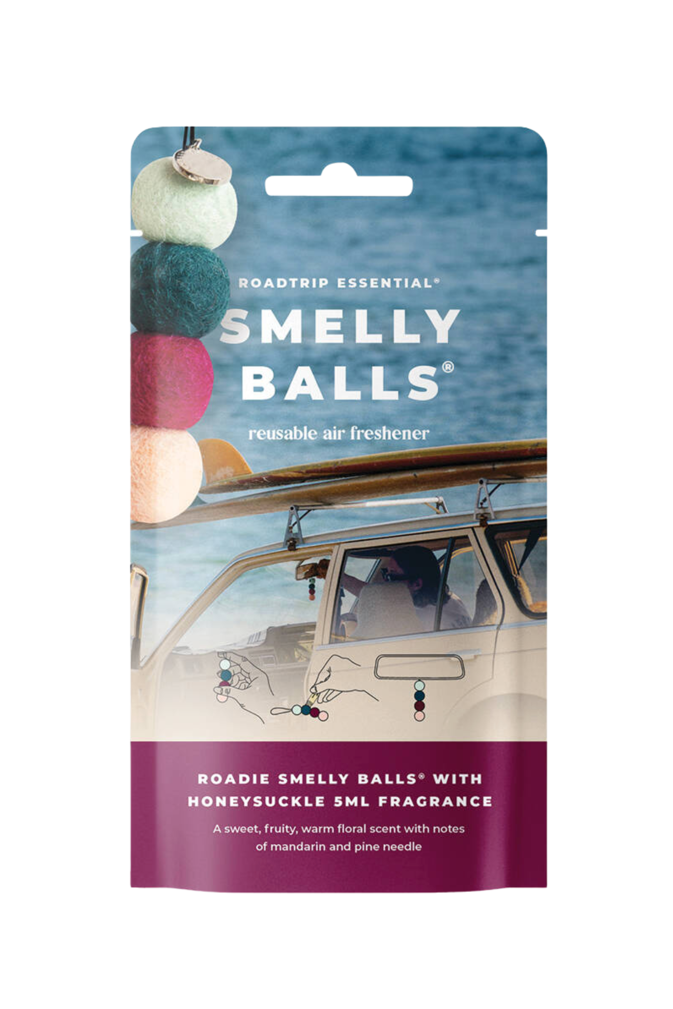 SMELLY BALLS AIR FRESHENER ROADIE SET - HONEYSUCKLE - THE VOGUE STORE