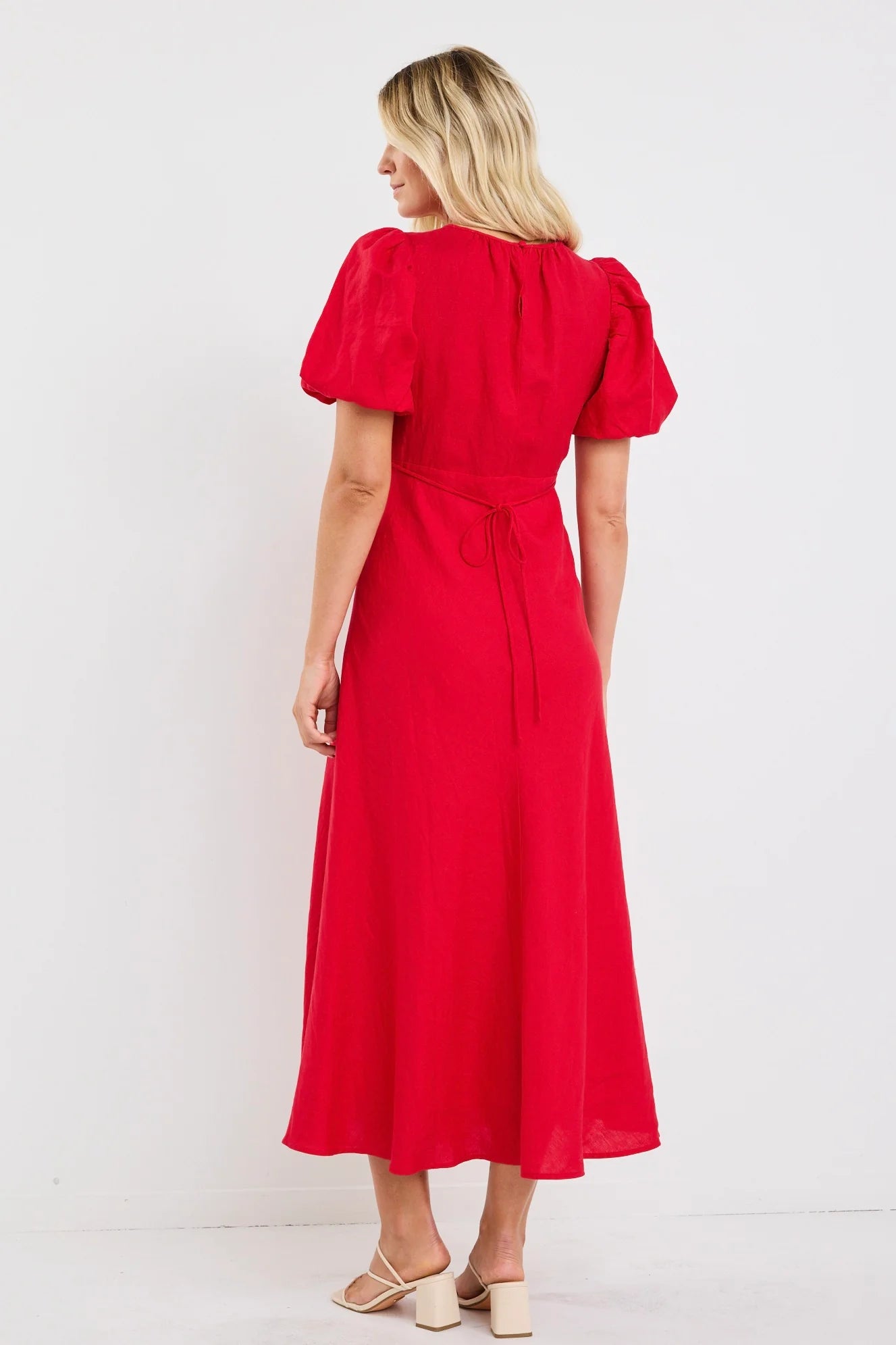 STORIES BE TOLD STAGE CHERRY PUFF SLEEVE FLOATY MAXI DRESS  - THE VOGUE STORE
