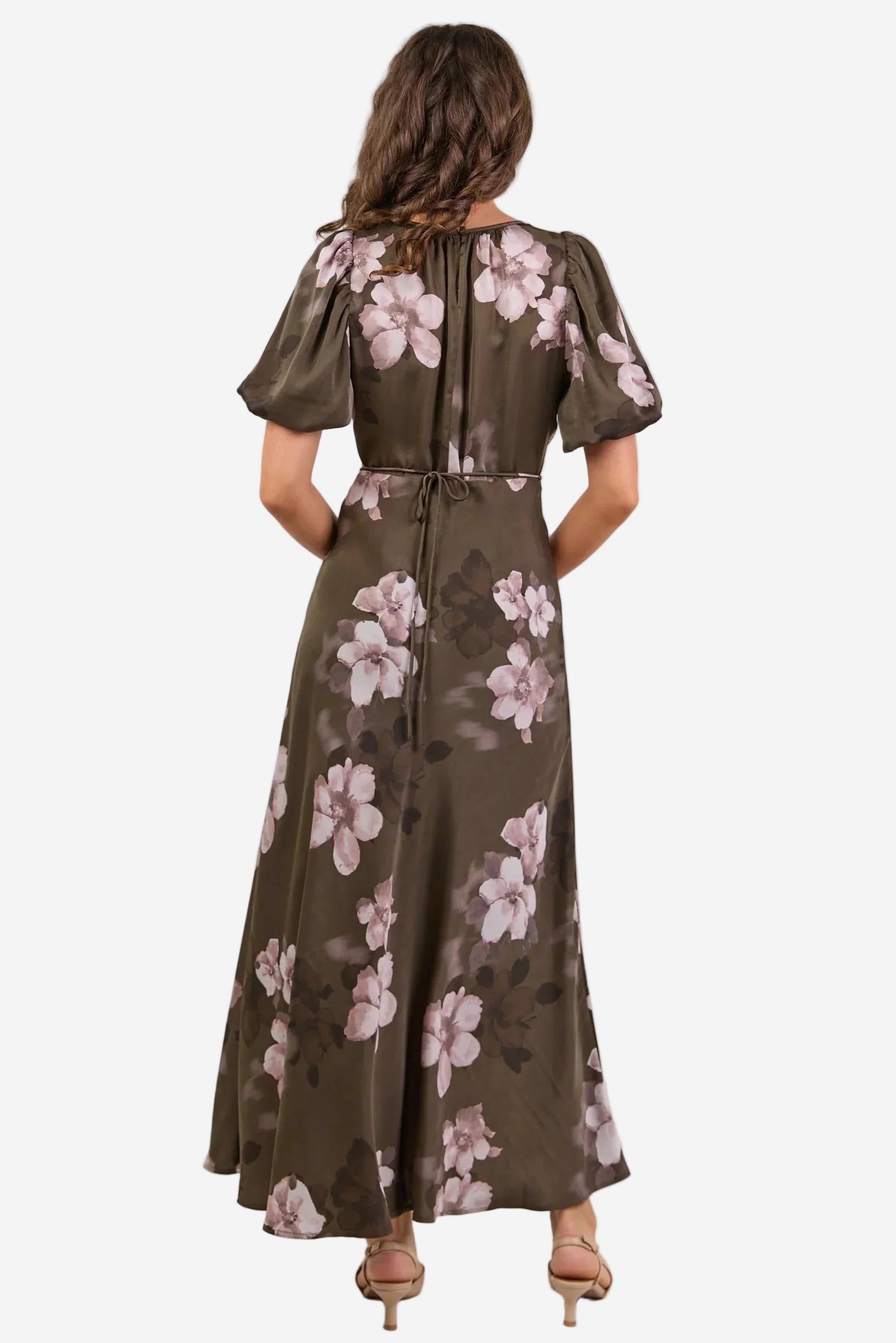 STORIES BE TOLD STAGE COCOA BLOSSOM FLORAL SATIN MAXI DRESS - THE VOGUE STORE