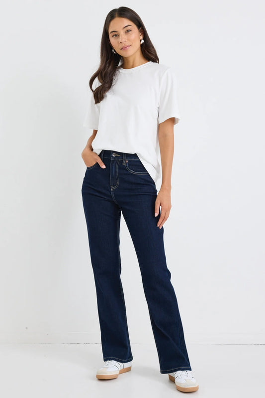 STORIES BE TOLD FARAH INDIGO HIGH RISE SLIM STRAIGHT JEAN - THE VOGUE STORE