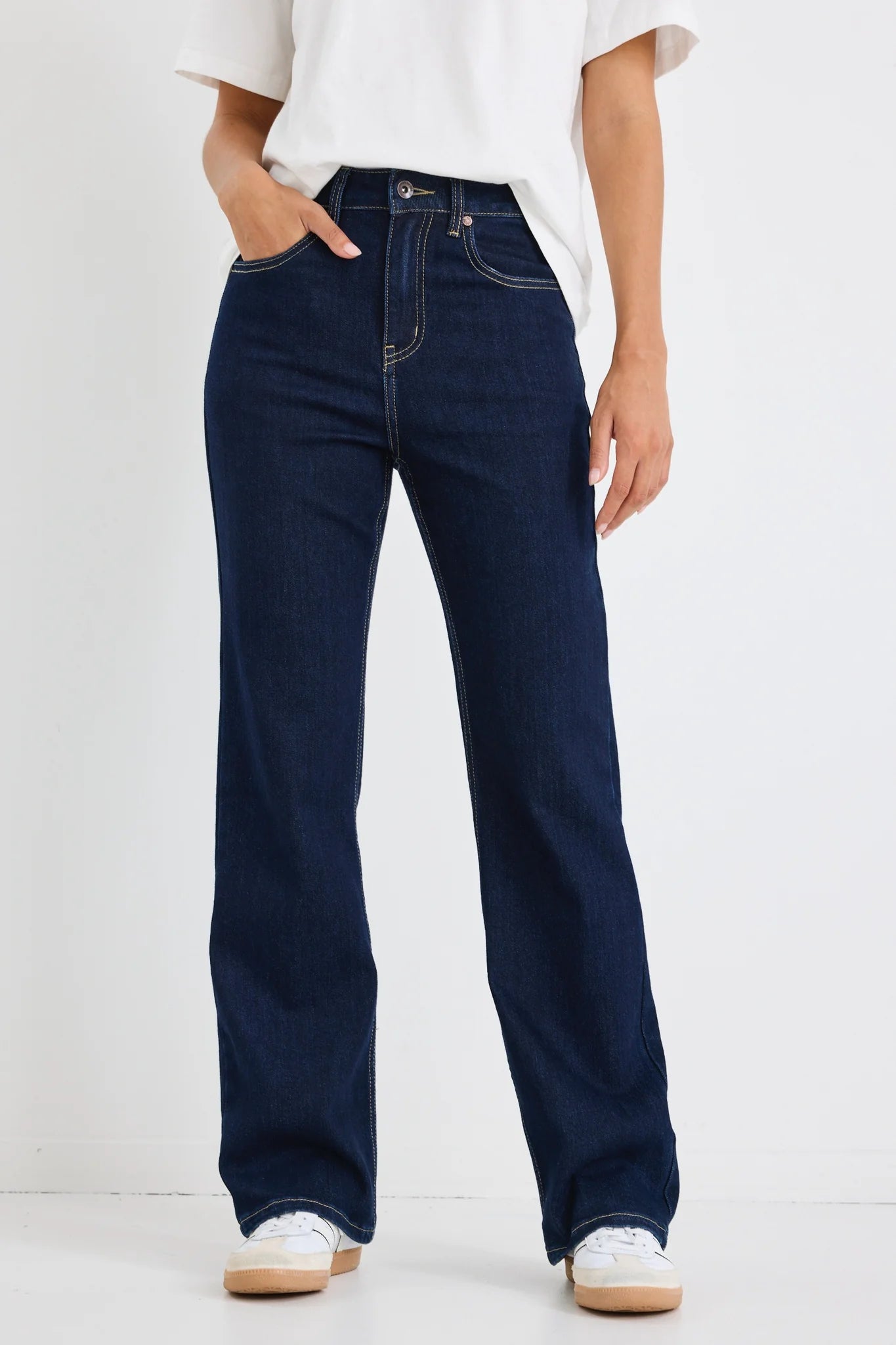 STORIES BE TOLD FARAH INDIGO HIGH RISE SLIM STRAIGHT JEAN - THE VOGUE STORE