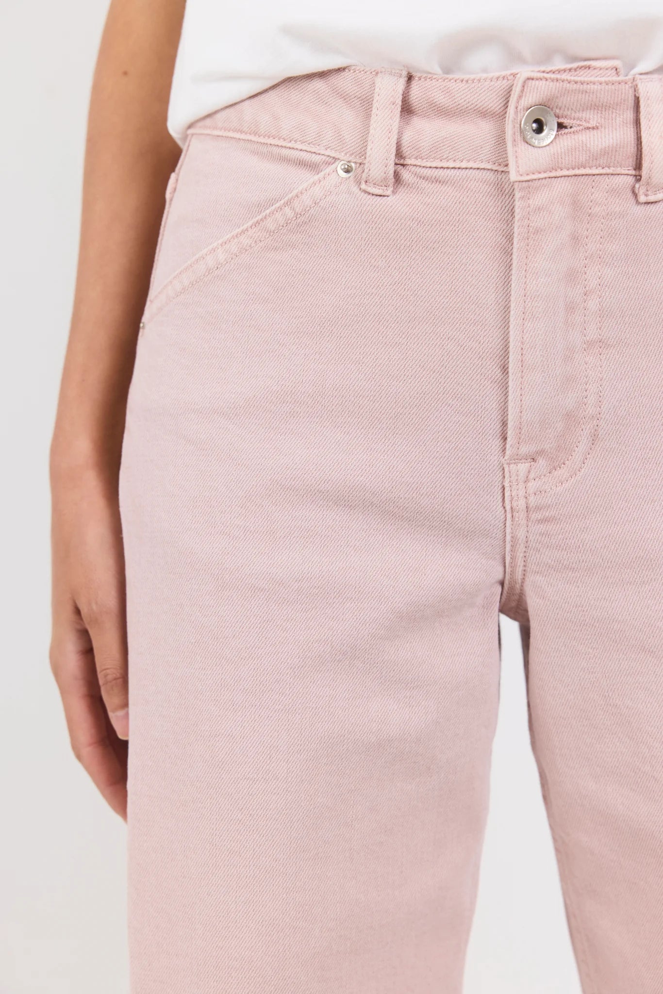 STORIES BE TOLD IDOLISE PALE PINK STRETCH SOFT BARREL JEAN - THE VOGUE STORE
