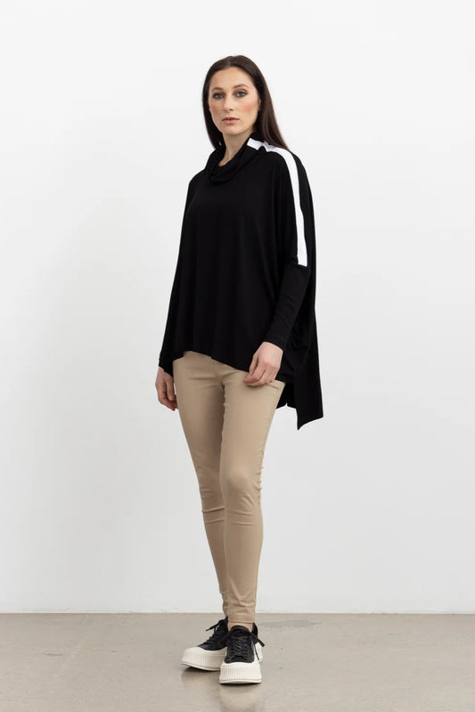 STYLE XLAB STREET POLO TOP - BLACK - THE VOGUE STORE