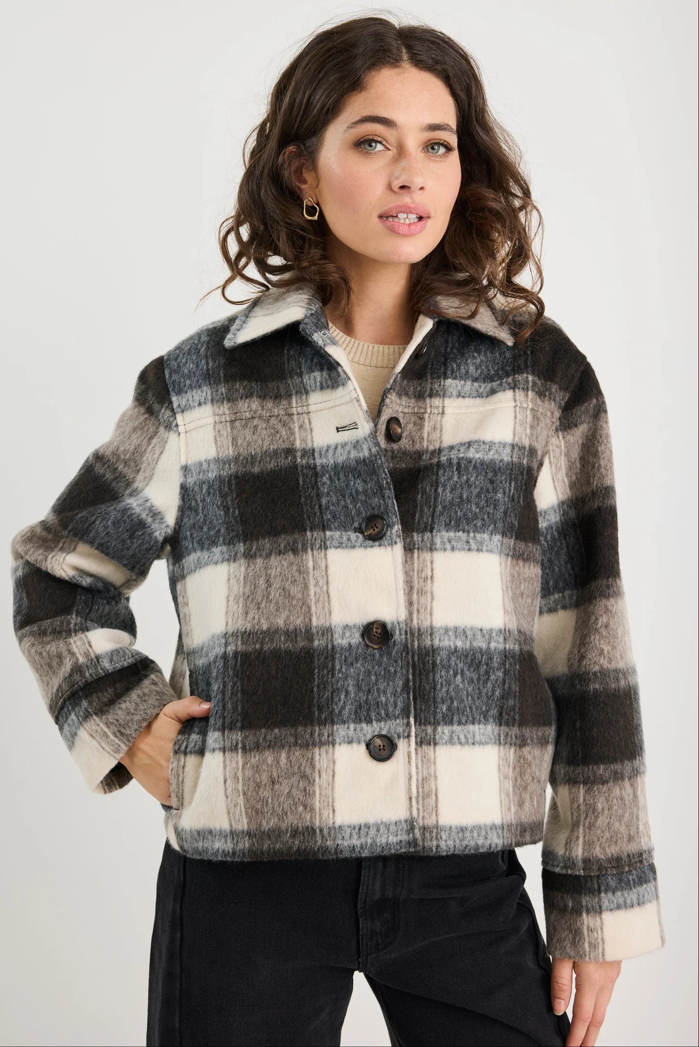 IVY + JACK SWEEPING GREY CHECK SOFT JACKET - THE VOGUE STORE