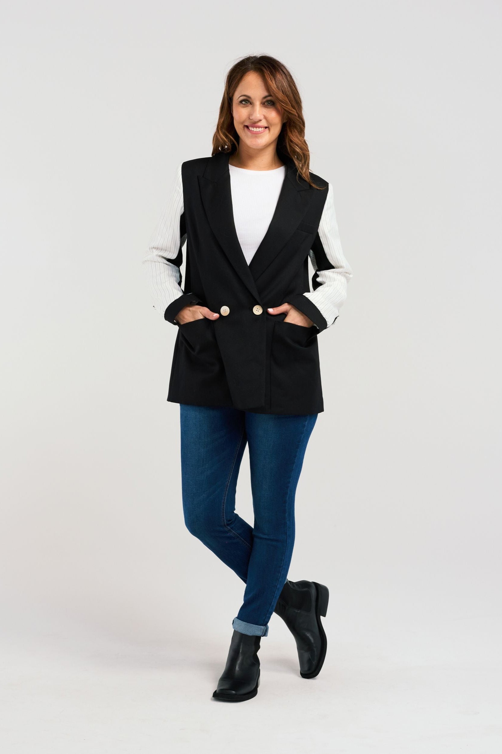 ZAFINA LOGAN BLAZER - BLACK - THE VOGUE STORE
