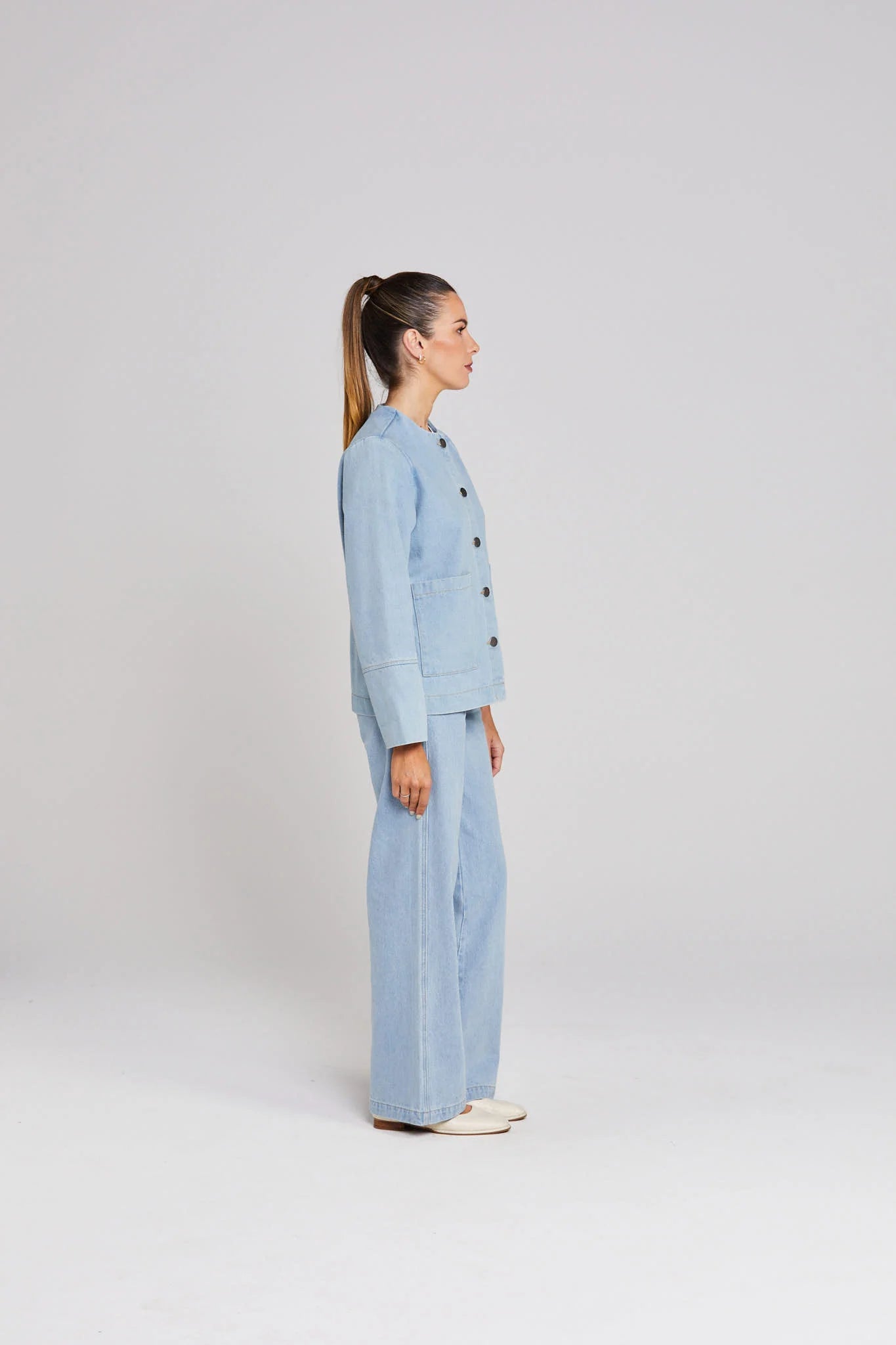 THING THING EMBARK DENIM SHACKET - STONE WASH DENIM - THE VOGUE STORE