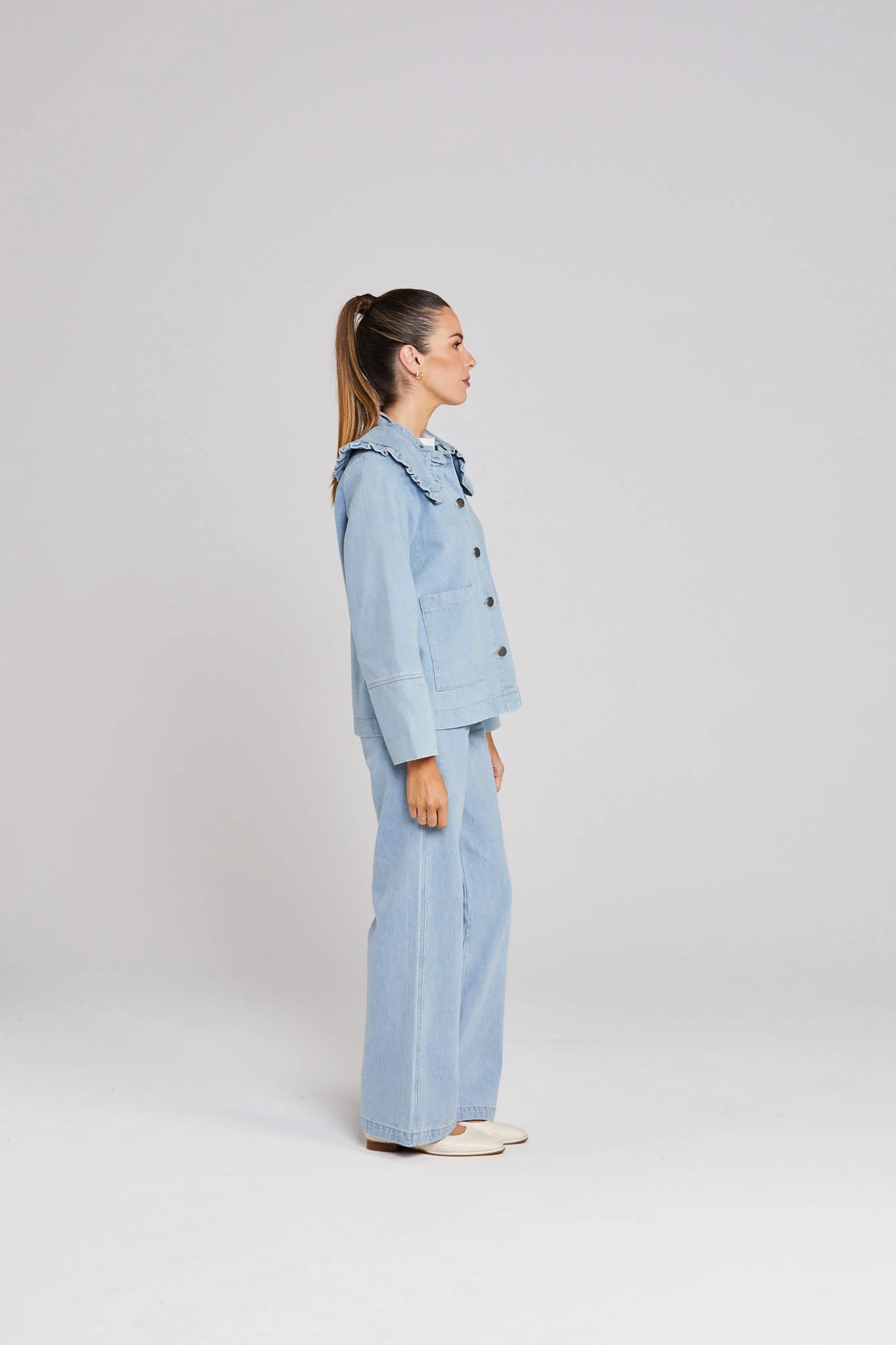 THING THING EMBARK DENIM SHACKET - STONE WASH DENIM - THE VOGUE STORE