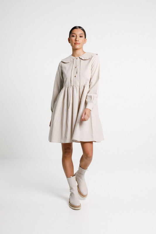 THING THING PEARL DRESS - CREAM LATTE CHECK - THE VOGUE STORE