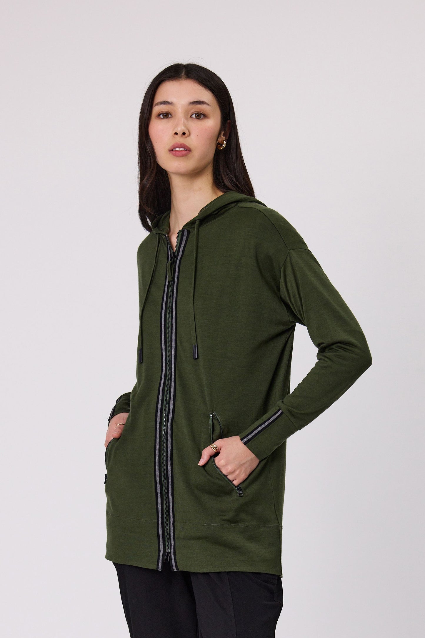 DUO DANI MERINO HOODIE - CHIVE - THE VOGUE STORE