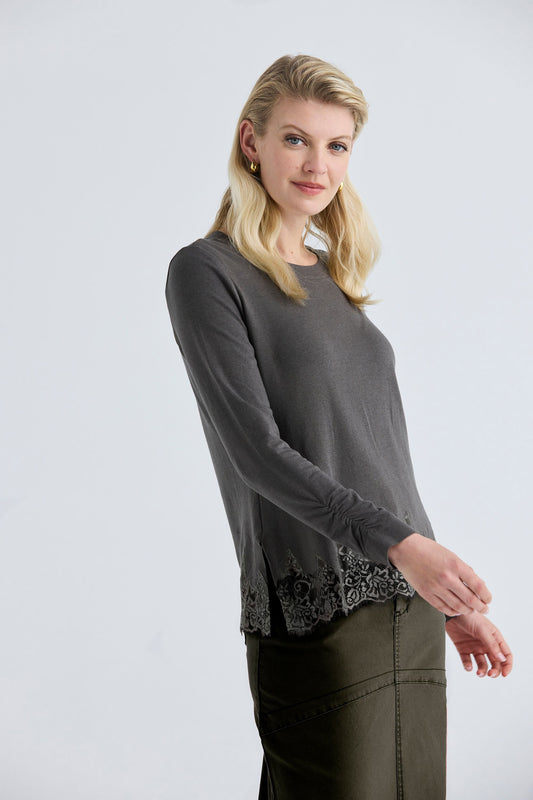 LANIA BELLE TOP - IRON - THE VOGUE STORE