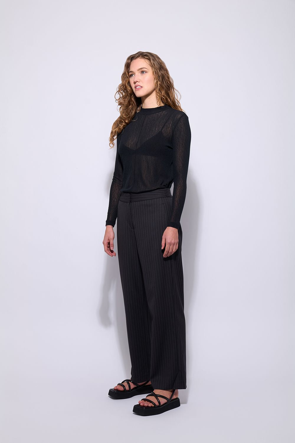 NERIS THE HEPBURN PANT - EBONY STRIPE - THE VOGUE STORE