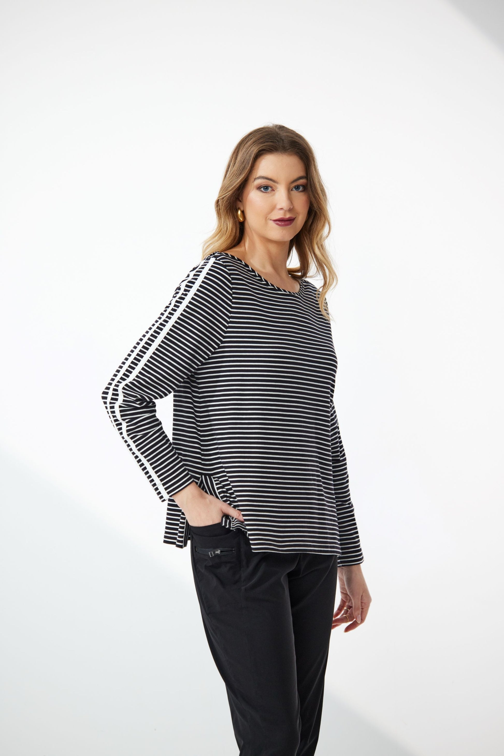 NEWPORT MONICA STRIPE TOP - BLACK/WHITE STRIPE - THE VOGUE STORE
