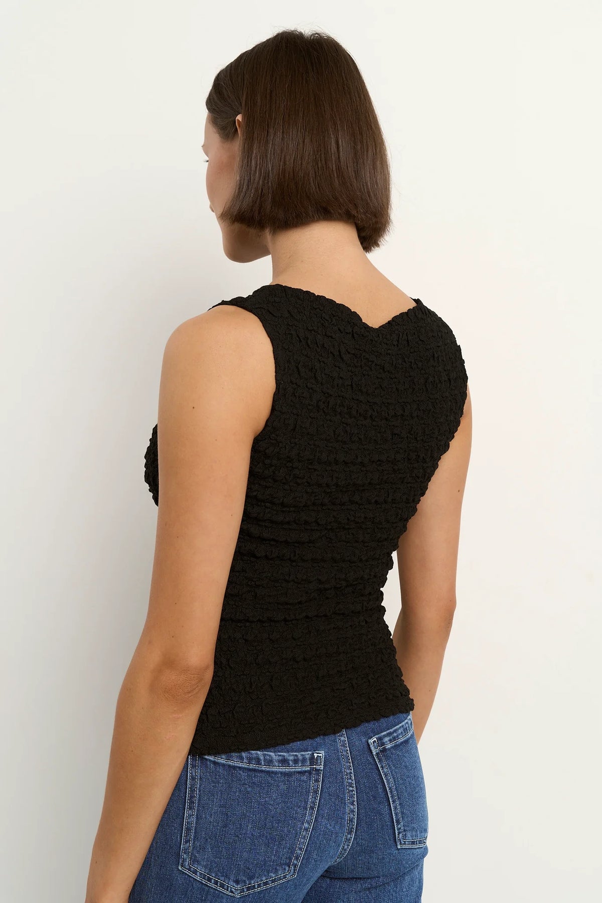 AMONG THE BRAVE UNTAMED BLACK LACE SLEEVELESS BOATNECK TOP - THE VOGUE STORE
