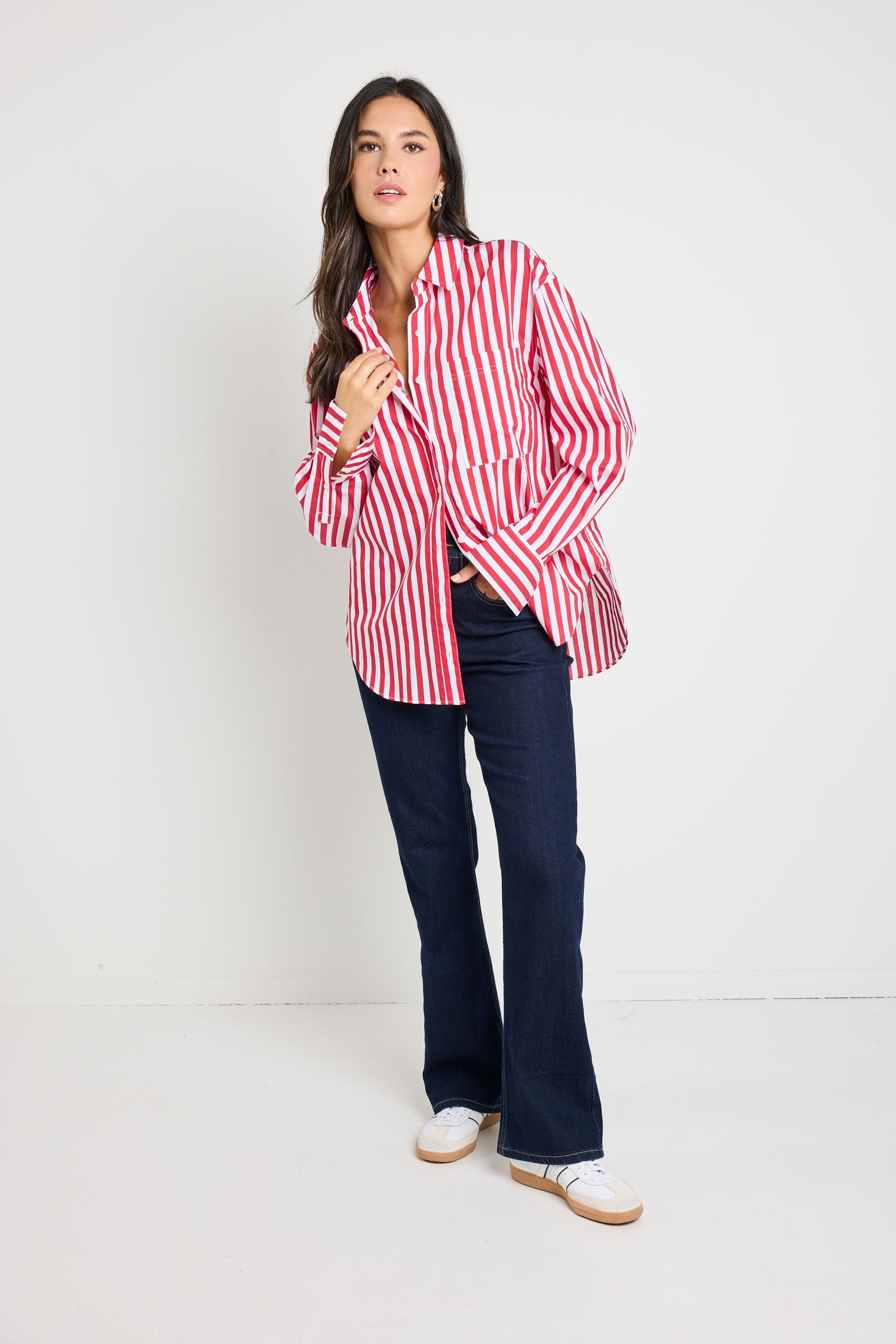 STORIES TO BE TOLD YOU GOT THIS RED STRIPE OVERSIZED SHIRT - RED STRIPE - THE VOGUE STORE