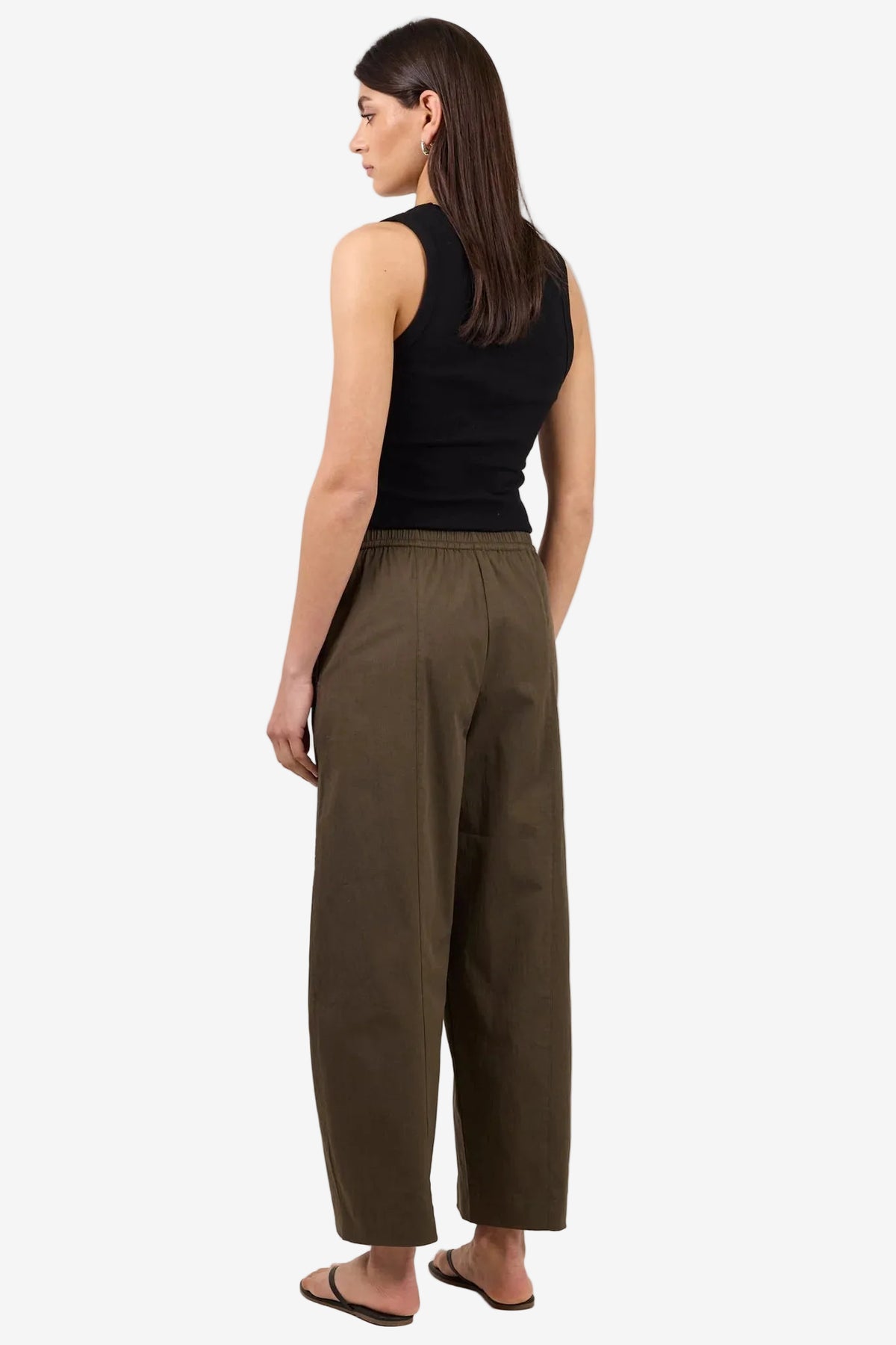 IVY + JACK TRANSIT OLIVE PULL ON WAIST TIE BARREL LEG PANTS - THE VOGUE STORE