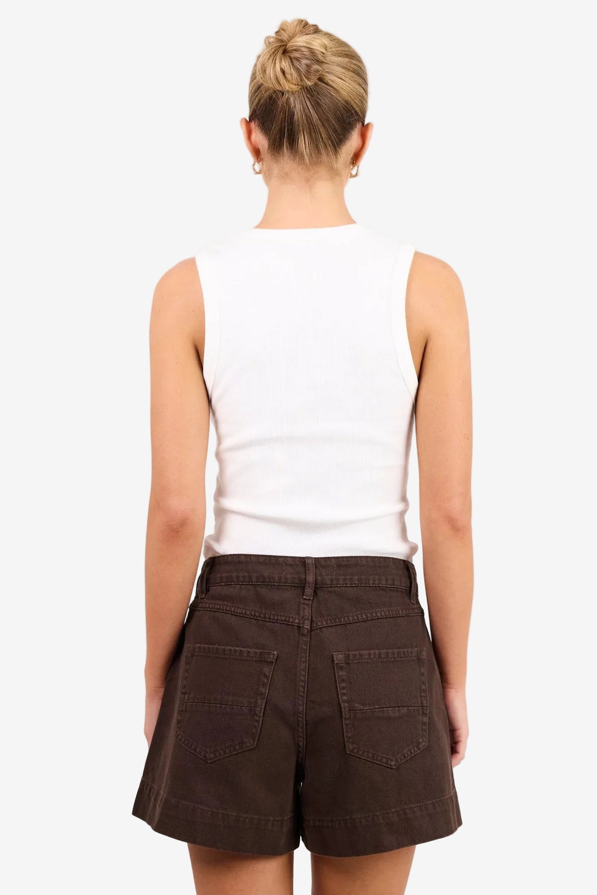 AMONG THE BRAVE VALE WHITE V NECK RIB TANK - THE VOGUE STORE