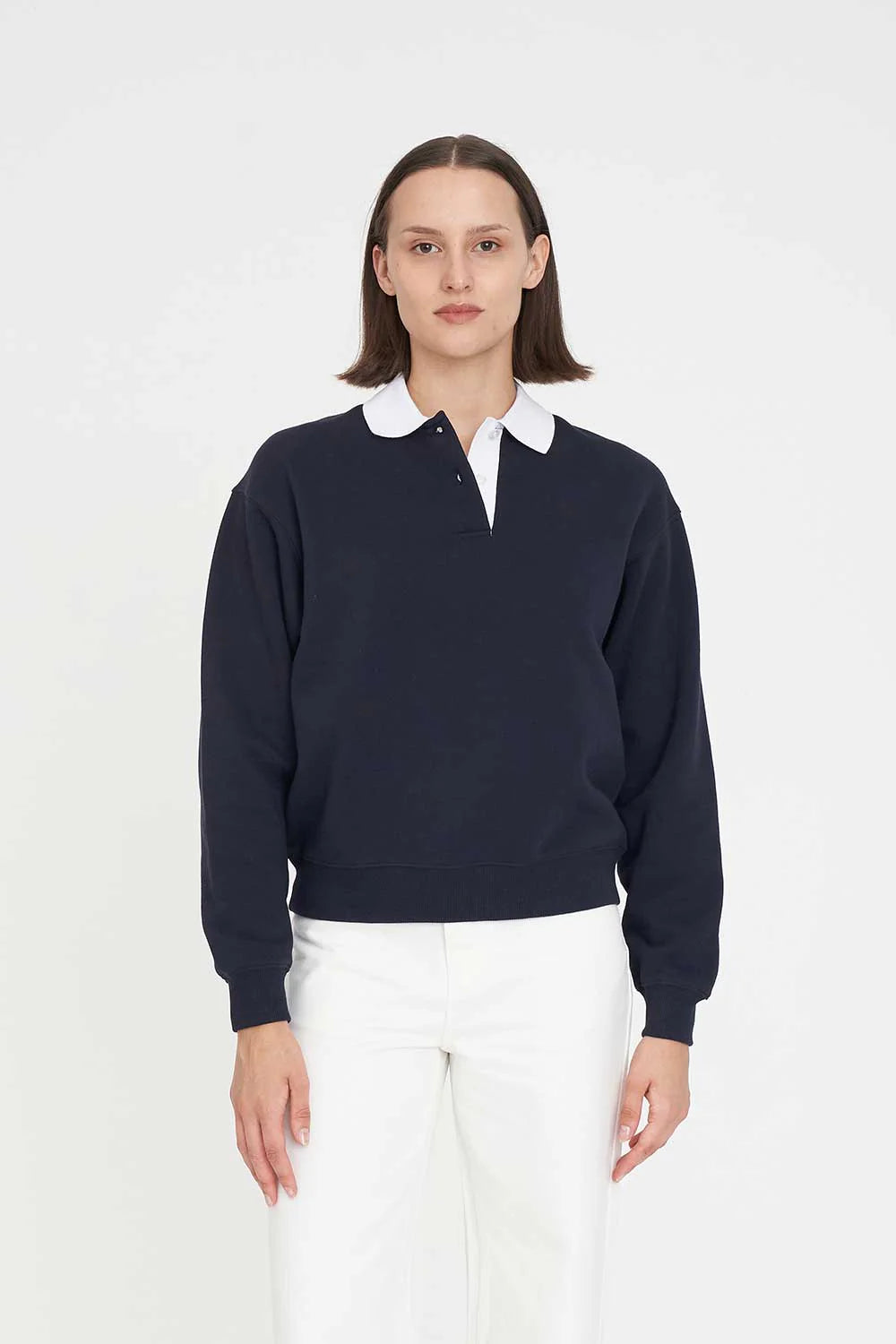 HUFFER RUGBY FLEECE JERSEY/3BALL - NAVY - THE VOGUE STORE