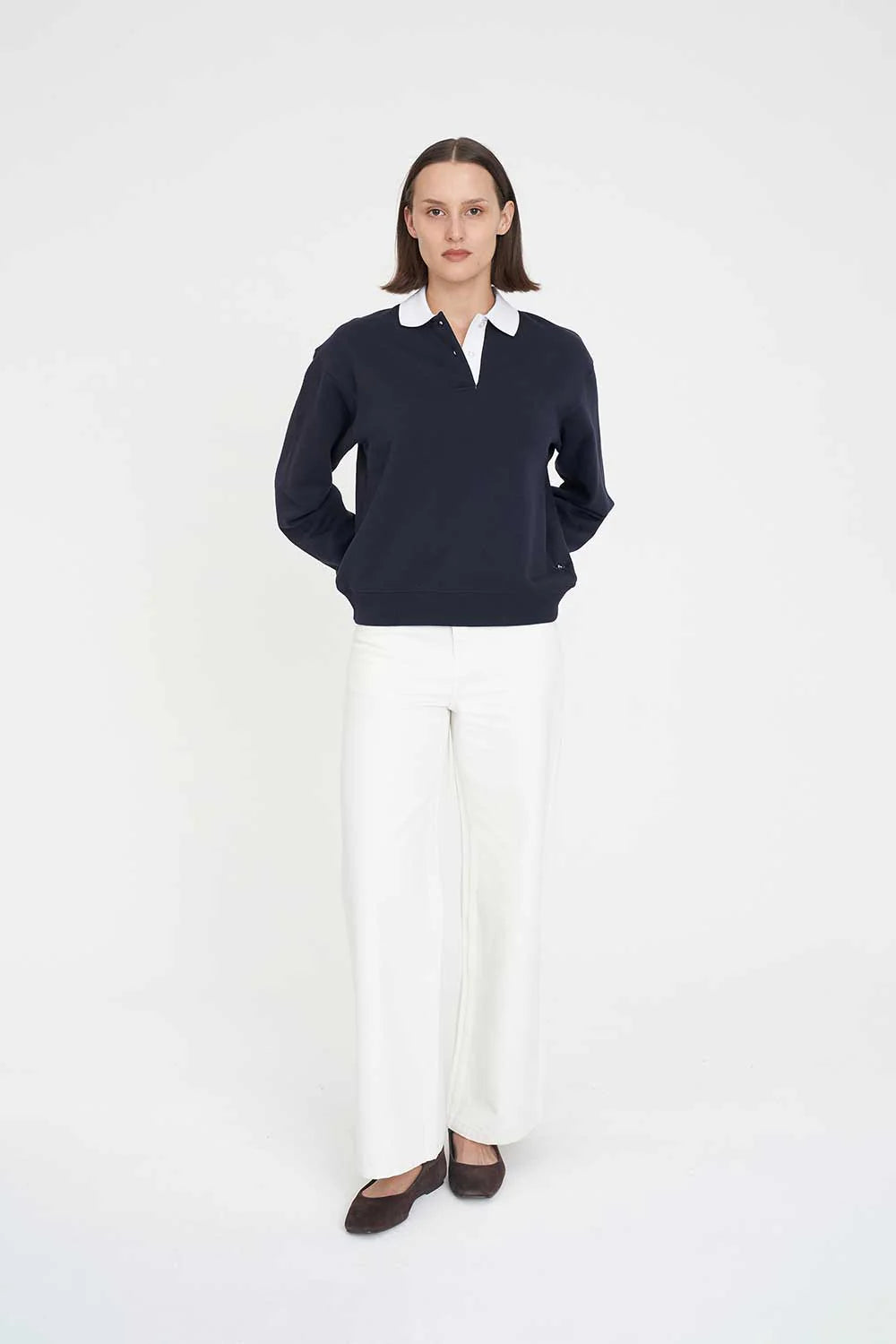 HUFFER RUGBY FLEECE JERSEY/3BALL - NAVY - THE VOGUE STORE