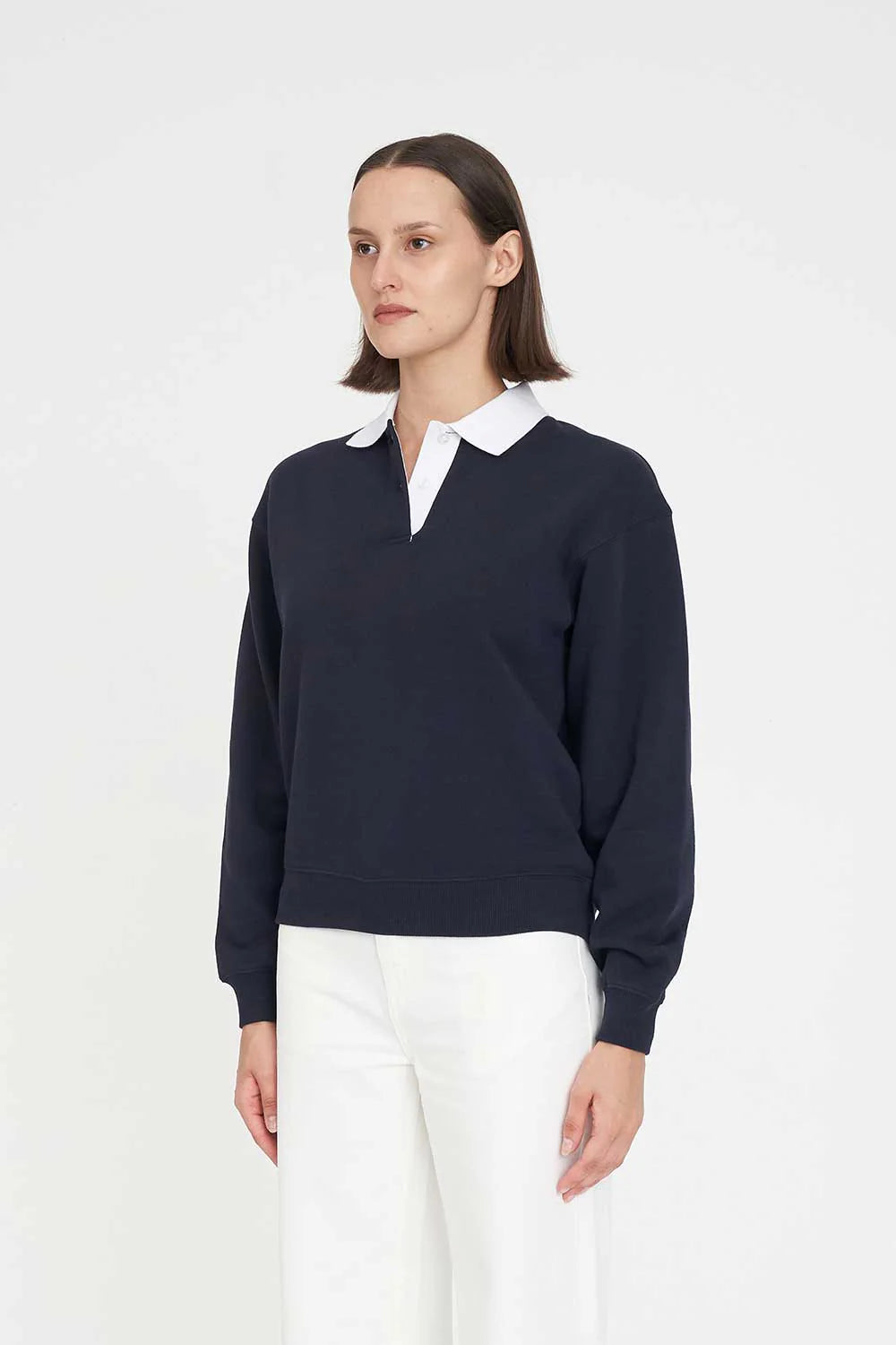 HUFFER RUGBY FLEECE JERSEY/3BALL - NAVY - THE VOGUE STORE