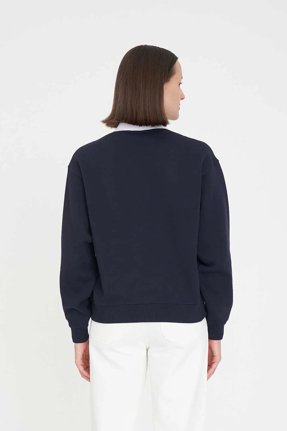 HUFFER RUGBY FLEECE JERSEY/3BALL - NAVY - THE VOGUE STORE