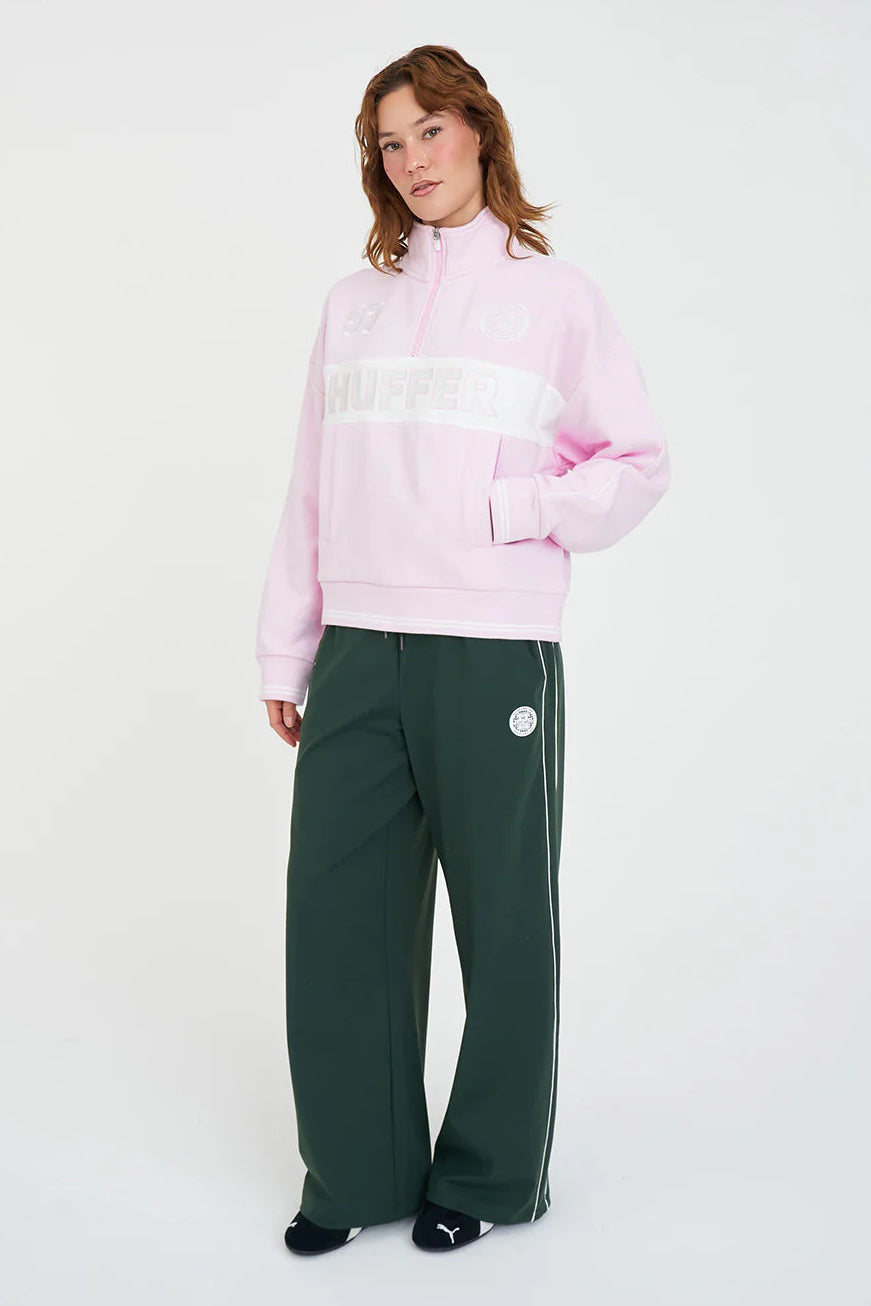 HUFFER PANELLED 1/4 ZIP 350/ARENA - PETAL - THE VOGUE STORE