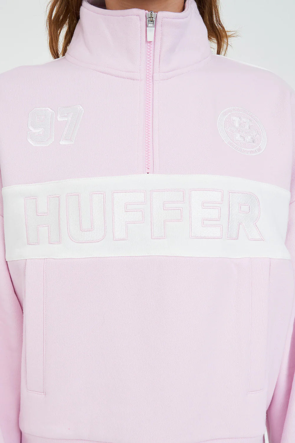 HUFFER PANELLED 1/4 ZIP 350/ARENA - PETAL - THE VOGUE STORE